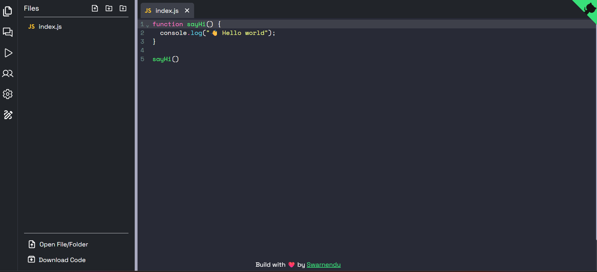 Code Editor Landing Page